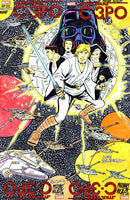 DF MARVEL COMICS COMMISSIONED COVER ART FOUR PIECE BLANK VARIANT CONNECTING SET  SIGNED AND REMARKED BY MARIANO NICIEZA AND JOE DELBEATO WITH A CLASSIC STAR WARS