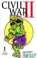 DF MARVEL COMICS COMMISSIONED COVER ART SIGNED AND REMARKED BY MARIANO NICIEZA AND JOE DELBEATO WITH A HULK SKETCH